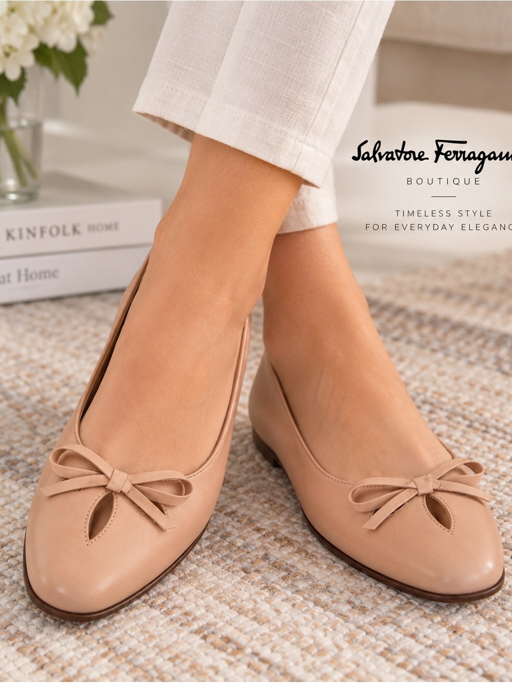 SALVATORE FERRAGAMO BOUTIQUE Leather Textured Shoes Bow Size 8.5